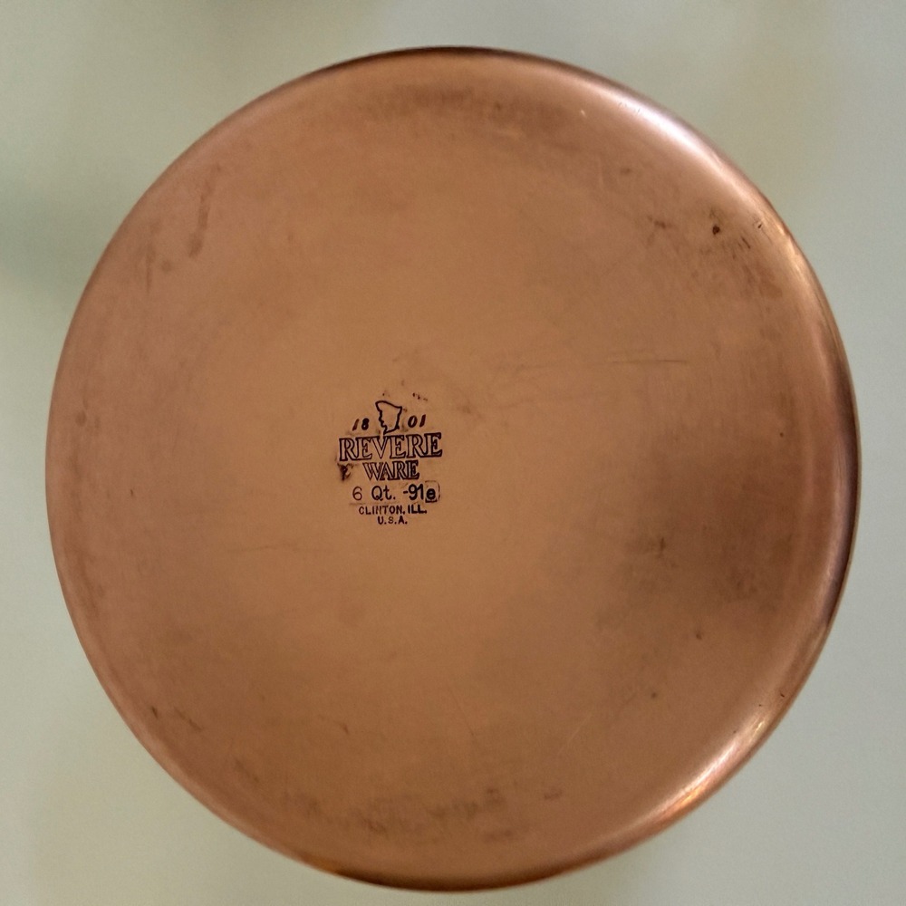 Vintage Revere Ware 6 Qt Stock Pot Copper Bottom Stainless Steel Lid Clinton IL - Picture 7 of 13